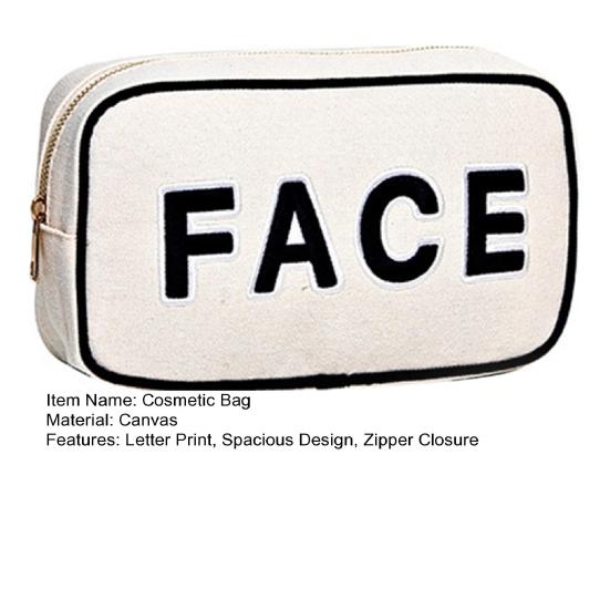Large Capacity Cosmetic Bag Letter Print Handheld Cleansing Bag Lotion Eye Shadow Brushes Storage Bag