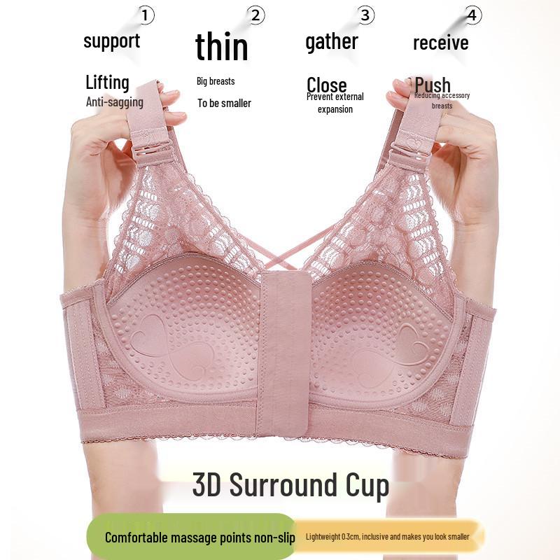 Adjustable Front Closure Support Bra for Women: Beautiful Back, Anti-Sagging, No Underwire, Plus Size - Minimizes Large Chests