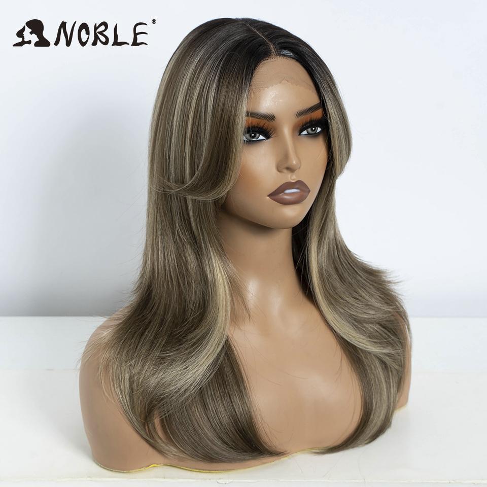 Noble Synthetic Lace Front Wig Long Straight Ombre lace Wig Cosplay part Wig Blonde Wigs For Women Lace Wig synthetic Lace Wig