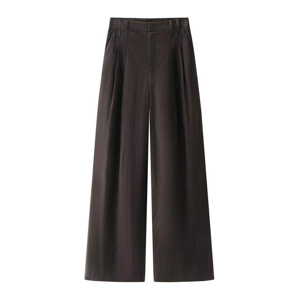 2026 Spring Women's Slimming High-Waisted Linen Straight-Leg Casual Pants BR302156