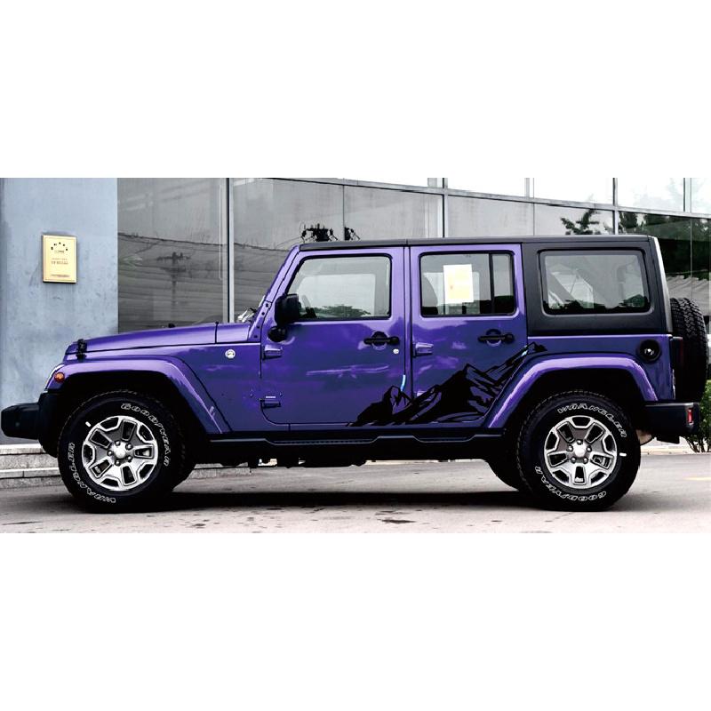 2Pcs Graphic Snow Mountain Car Sticker Auto Side Skirt Decal For Jeep Wrangler