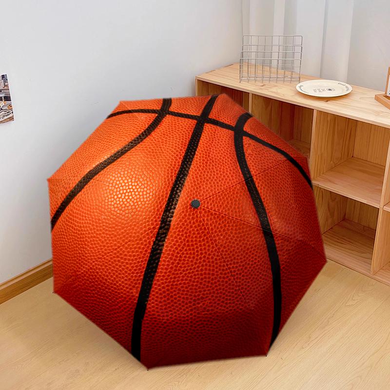 1 Stück Basketball Sport Regenschirm Tragbarer Faltregenschirm Eisenrahmen Loch Rippenstruktur Outdoor Heim Regenschirm A8