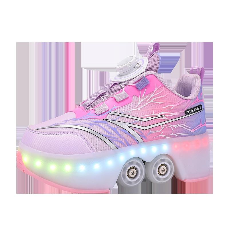 Kids Bluetooth Color Light Light Up Four Wheel Roller Shoes Retractable Skating Sneakers Novelty Gift Sport Footwear Daily 34