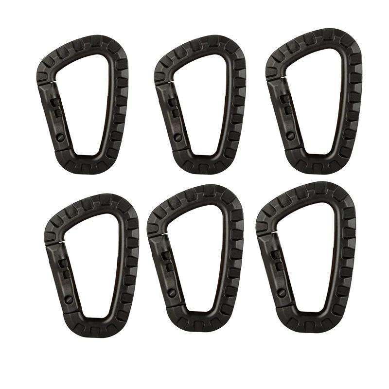 

Тактика альпінізму на відкритому повітрі Підвісна пряжка Пластикова пряжка для альпінізму Нейлонова альпіністська сумка Підвісний ключ D Пряжка 6pcs чорний