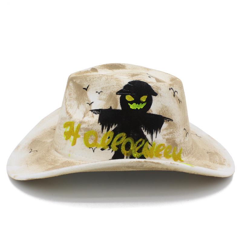 Colorful Skull Pattern Cowboy Hat for Halloween & Christmas Masquerade
