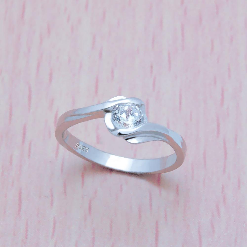 Simple Thick Platinum Plated 5A Zircon Ring Women'S Single Ring Ring Birthday Gift