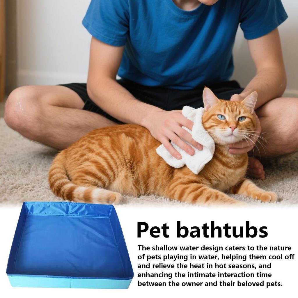 Cat Dog Pool Folding Swimming Pool PVC Small Pet Bathtub Non-inflatable Dog Paddling Pool Pet Funny Supplies 50*50cm