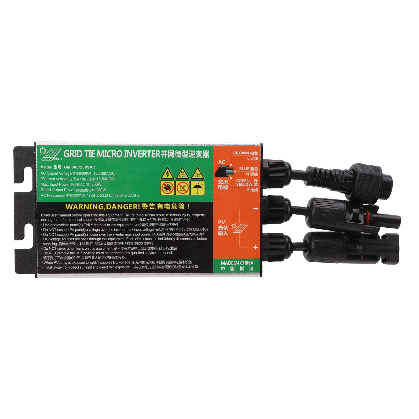 

Солнечный микроинвертор 300 Вт 230 В Водонепроницаемый MPPT Сетевой микроинвертор Инвертор с синусоидальным сигналом для малых солнечных систем