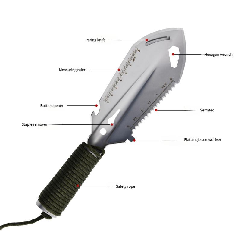 Portable Camping Hiking Traveling Pinic Shovel Multifunctional Ordnance Shovel Survival Outdoor Equipment Garden Tool Shovel