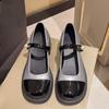 French Retro Shallow Mouth Mary Jane Shoes Women's Spring 2025 New Thick Heel Single Shoes One-word Buckle Belt Small Leather Shoes Tide