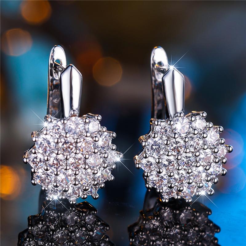 

Милые маленькие белые циркониевые снежинки серьги-кольца для женщин, очаровательные женские цветные свадебные украшения, подарок