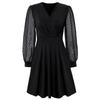 Beliebtes Jacquardkleid mit V-Ausschnitt für Damen im Herbst und Winter