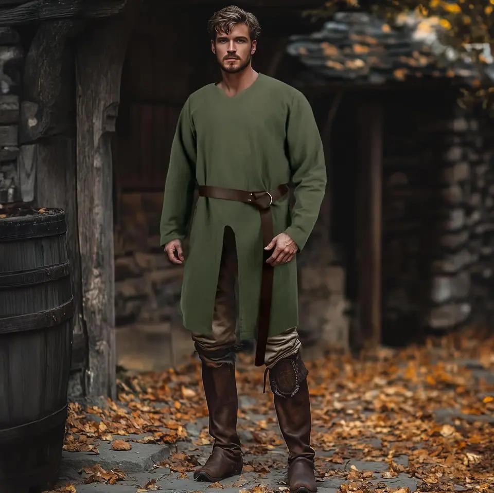 Pánská zelená středověká vikingská renesanční tunika košile