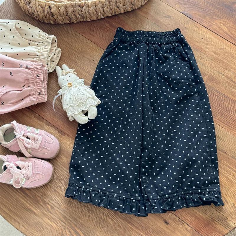 Baby Girls Autumn Pants Bowknot Printed Toddler Girls Trousers Elastic Waist Kids Baby Girls Straight Leg Pant