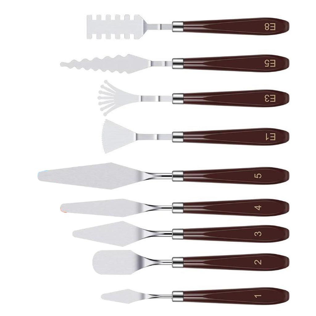 Juego de 9 espátulas de acero inoxidable para pintura acrílica, para artistas, acuarela y pintura al óleo