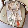 Luxury Design Silk Skinny Headwear Scarf Women Print Spring Neck Tie Hair Hand Bag Ribbon Wrist Belt Foulard Headband Lady