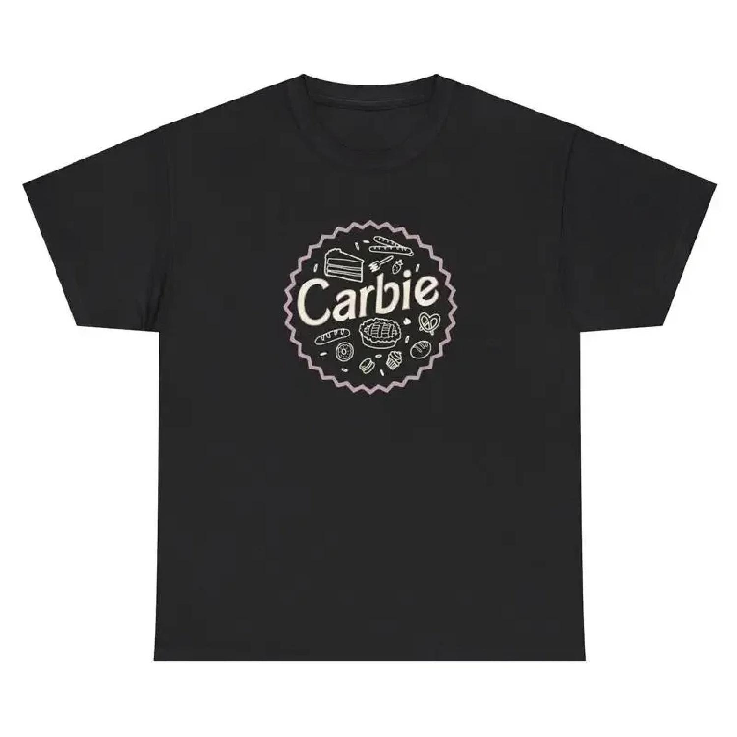 Carbie T Shirt Funny Carbs Bread Pasta Lover Meme Parody Y2K Silly Humor Tee S