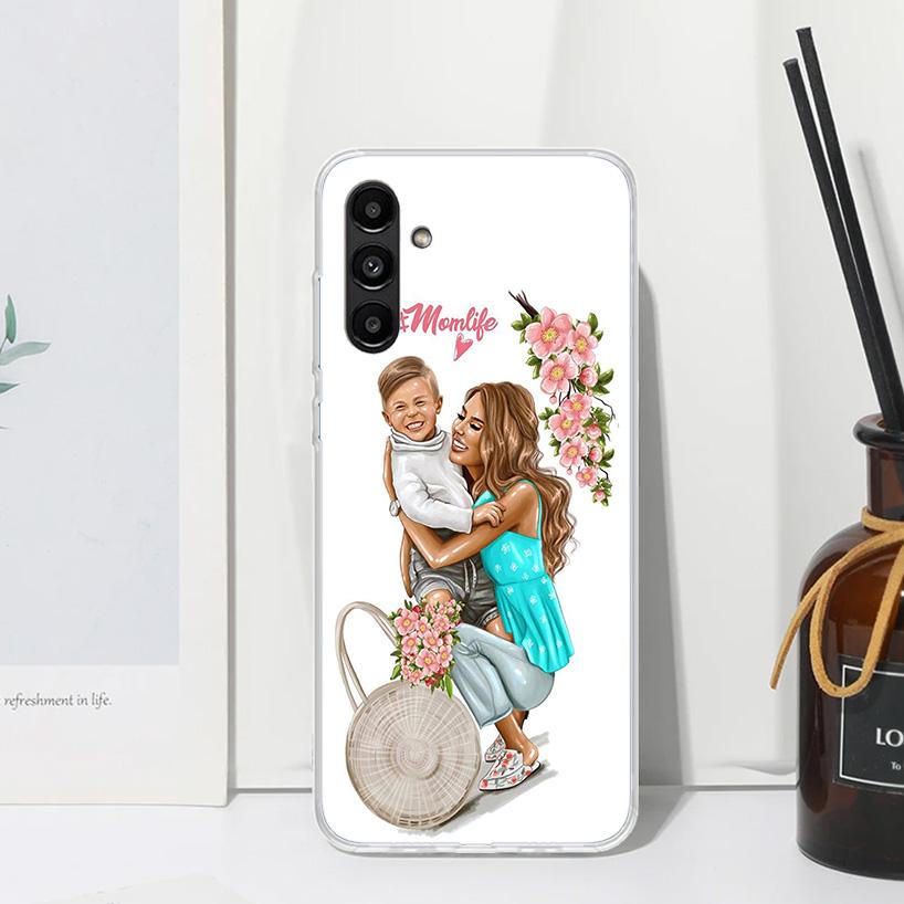 Mom Baby Girls Phone Case For Samsung Galaxy A17 A37 A57 A16 A26 A36 A56 A15 A25 A35 A55 A14 A24 A34 A54 A13 A23 A33 A53 A07 Gal