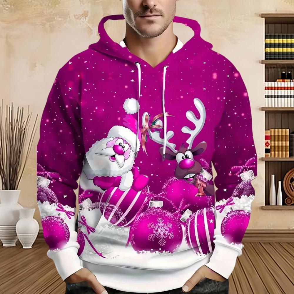 Men's Fashion Christmas Skull Tree Pattern 3D Print Long Sleeve Hoodie Sweatshirt Large Pocket Pullover Oversize Sweatshirts Top