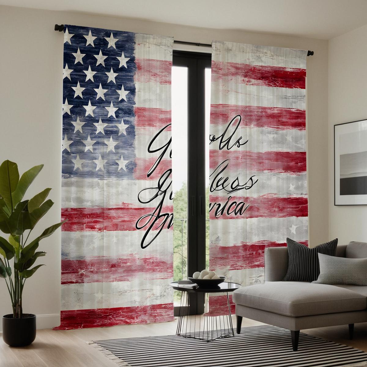 

2 шт. HD Американский флаг День независимости декоративная занавеска Красный галстук цифровая печать занавеска украшение дома стиль Украшенный liv W52H63inchW132H160cm