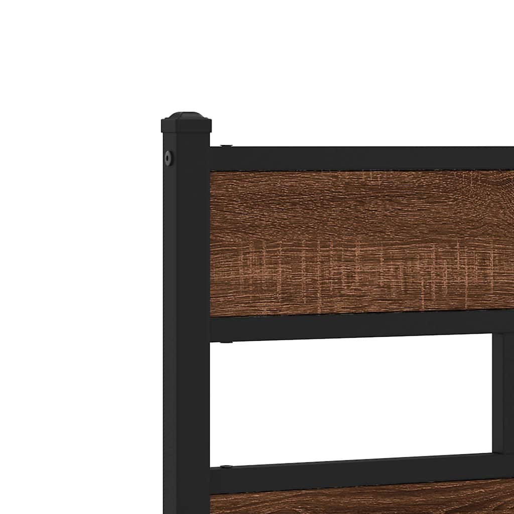 Metal Bed Frame without Mattress Brown Oak Effect 160x200 cm
