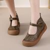 Summer Women's Ethnic Vintage Slide Sandals - Top-Grain Cowhide, Hollow-Out Breathable & Ultra-Soft Flat Sole with Bohemian Tribal Style Boots