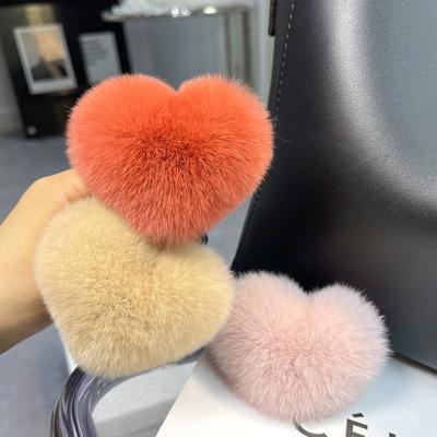 Korean Cute Rex Rabbit Hair Band Ponytail Headrope Internet Celebrity High Sense Hair Rope Plush Love Headgear Autumn and Winter Women