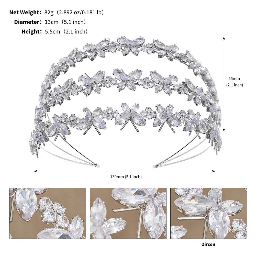 

New multi-layered zircon headband hair accessories for women s daily high-end full diamond super flash butterfly headband headband wholesale