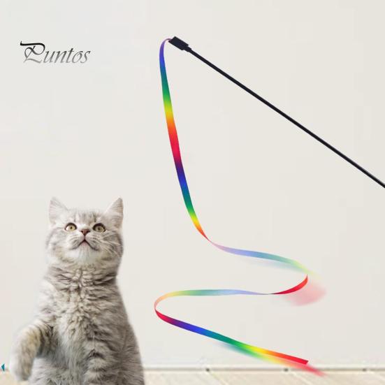 2 stk Cat Stick Interactive Toy Tosidig Rainbow Webbing Tease Ripebestandig Bittbestandig Underholdende Cat