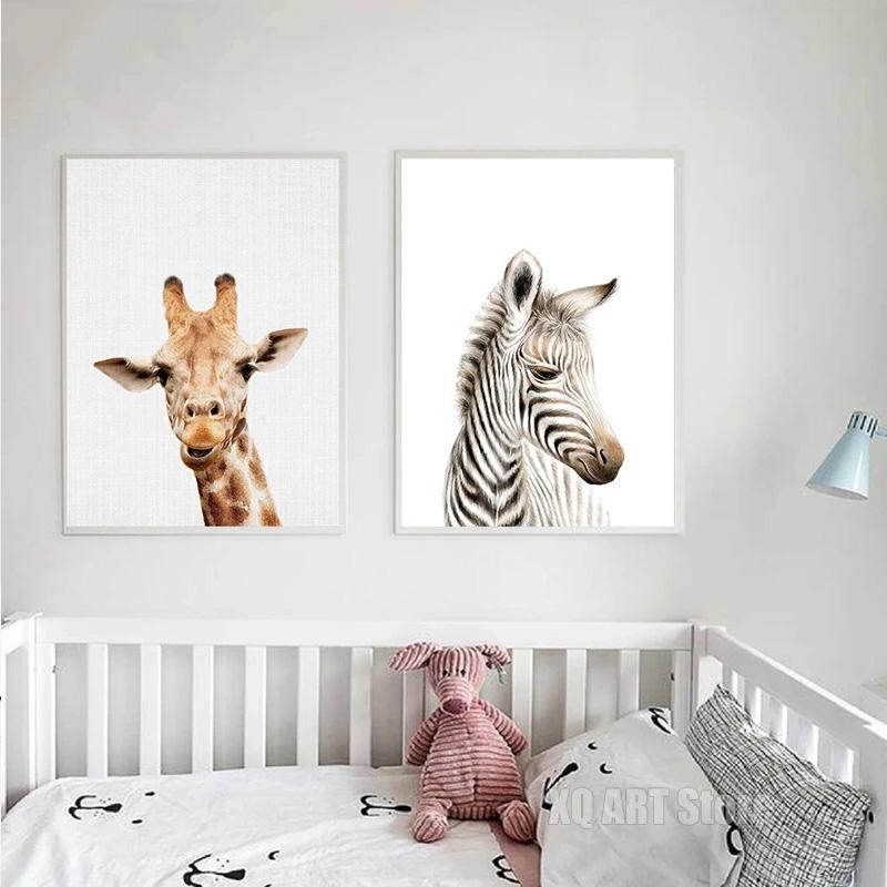 Koala, králík, veverka, slon, plátno, plakát pro dětský pokoj, nástěnný obrázek, tisk zvířat, plátno, malba, severský dětský pokoj