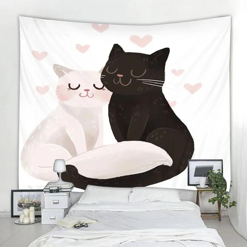 Wanddekoration Zuhause Wandteppich Lustige Katze Hintergrund Hängestoff Büro Wohnzimmer Wandteppich