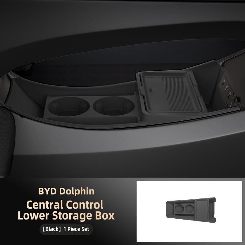 Для BYD Dolphin 2025 Органайзер-подстаканник на центральную консоль, Индивидуальный силиконовый лоток-органайзер, Противоскользящий коврик-подстаканник, Автоаксессуары чёрный