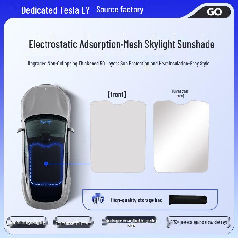 Tesla Model Y Sunroof Electrostatic Sunshade: Sun Protection & Heat Insulation for Panoramic Roofs