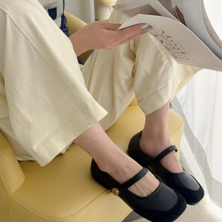 Camellia small single shoes new soft-soled mango head with summer women's shoes Doudou shoes round head thin Mary Jane shoes