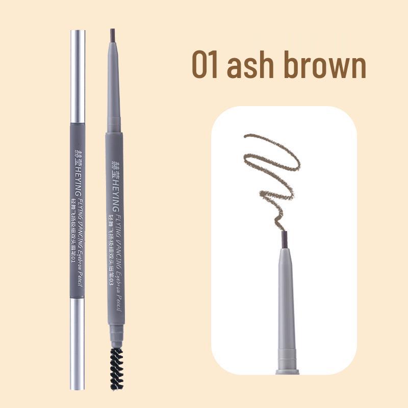 He Ying 3D Double-Ended Ultra-Fine Eyebrow Pencil: Waterproof, Sweatproof, Smudge-Proof, Easy for Beginners.