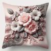 Modern Pink Floral Pillowcasebedroom Sofa Decorative Cushion Cover With Zipper Soft Cushion Cover