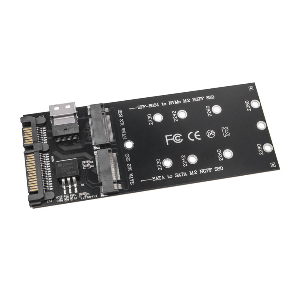 M.2 To SATA Adapter SFF-8654 To M2 NVME SSD Converter 22Pin SATA To M2 Expansion Card 2 in 1 Combo Adapter Fit for Mainboard