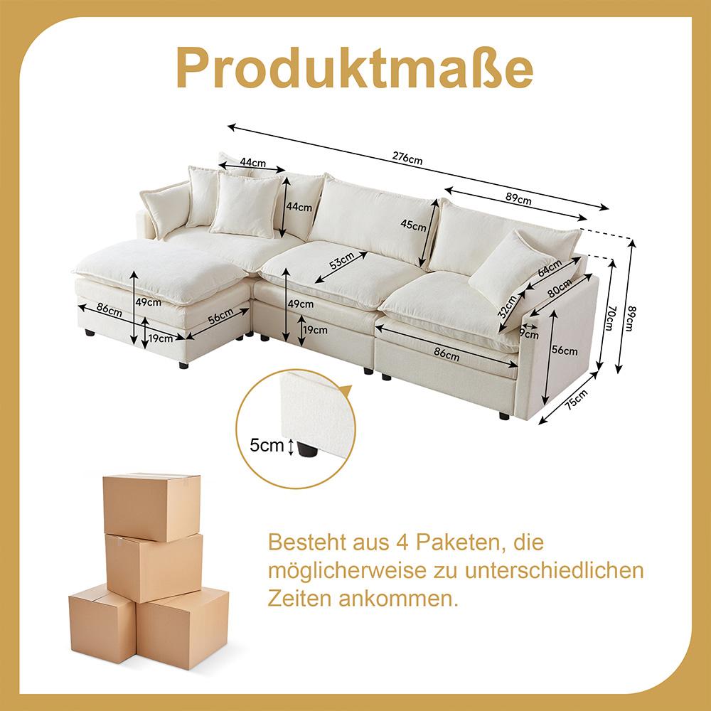 Ultra-weiches Modulsofa, aus Chenille und Massivholz, schneller Aufbau
