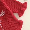 Citgeett Winter Christmas Infant Baby Girl Bodysuit Sweater Letter Embroidery Crew Neck Jumpsuit Fall Xmas Clothes