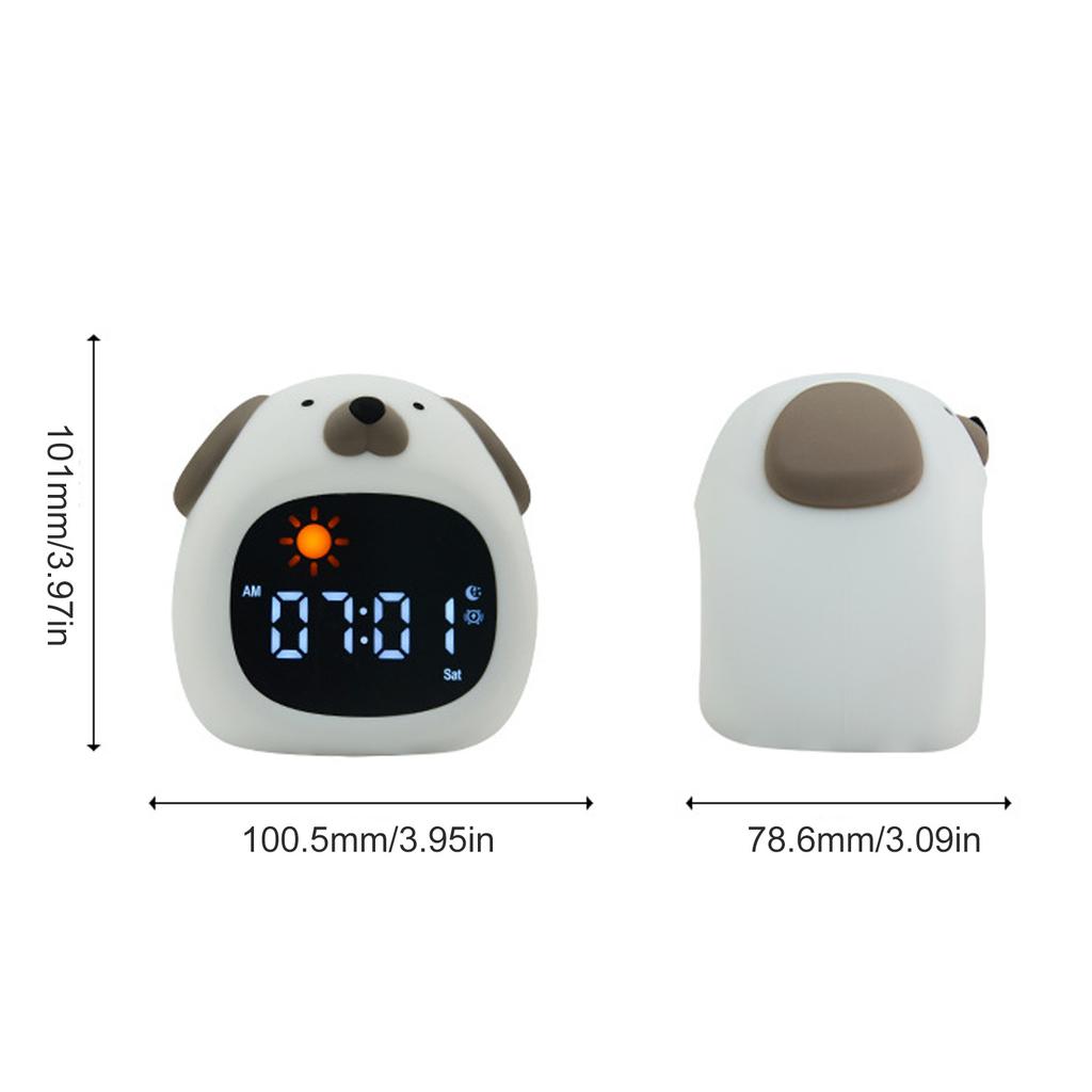 Despertador de Silicone com Formato de Animal, Luz Noturna Suave e Controle Fácil por Toque para Meninos e Meninas