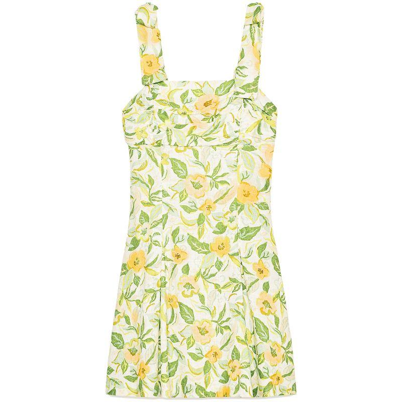 

Zaprha 2025 New Arrival Sweet Printed Linen Blended Short Dress Small Waist-Tight Slim Looking 8351037 Multicolor L