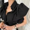 Women's White Shirt Puff Summer Blouse Short Sleeve Crop Top Woman Korean Style Clothes Tunic Sexy Harajuku Fashion New