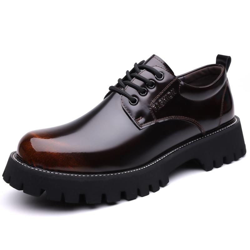 Fashion Casual Business Men's Leather Shoes Minimalist and trendy design styles Outdoor street  Thick soled adult Black classic shoes
