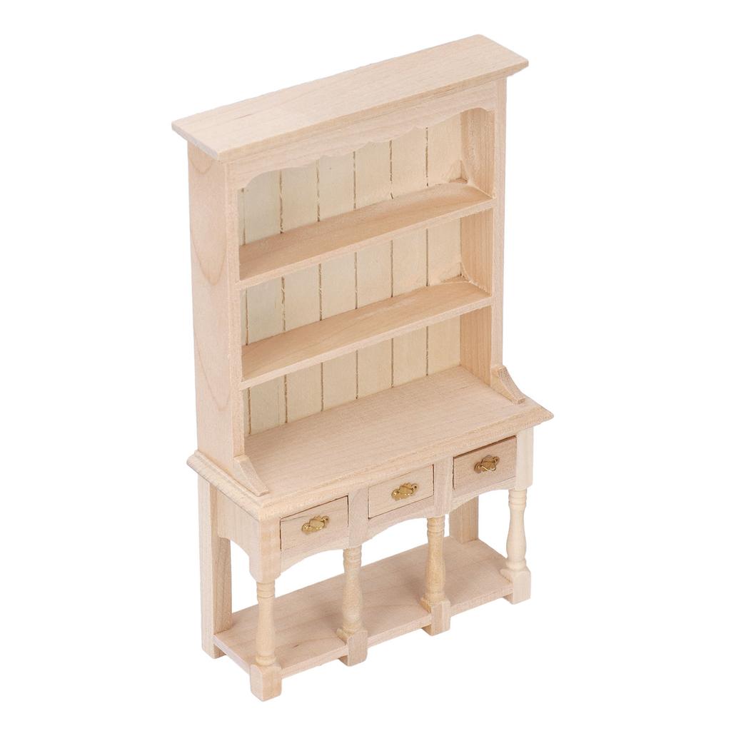 Dollhouse Bookshelf 1 12 Scale 3 Layer Drawer Design Classic Pure Colors DIY Coloring Miniature Bookcase for Gift