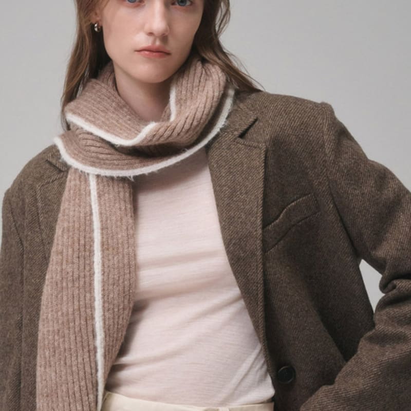 Saint Luxure Alpaca Boucle Line Muffler Brown