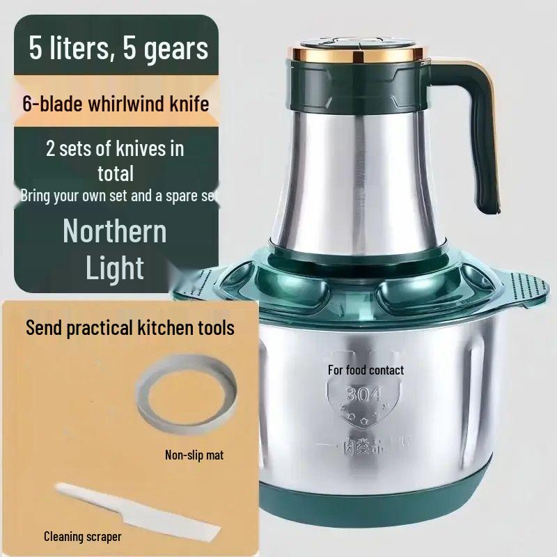 Stainless Steel Electric Meat Grinder & Dough Kneader - Multi-functional Kitchen Appliance for Garlic Paste & Chili