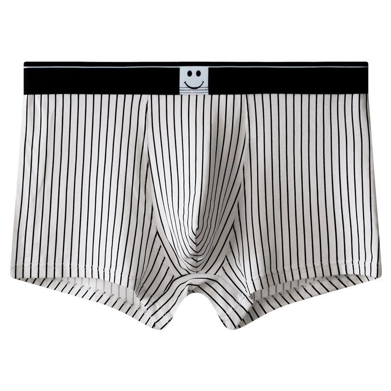 Men's Pure Cotton Underwear Breathable Striped Underwear Men's Sports Flat Corner Shorts