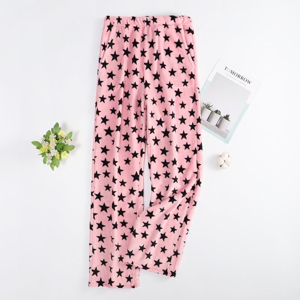 Women's Elastic Waist Plaid Fleece Pajama Pants Loose Fit Sleep Pants For Loungewear
