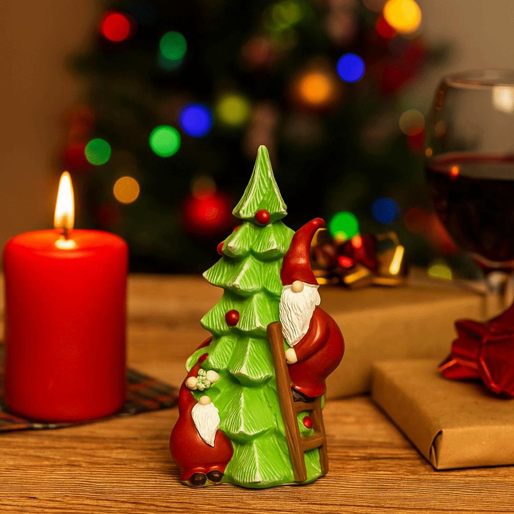 Resin Santa Claus Figurine Resin Material Novelty Christmas LED Light Decorations Climbing Tree Santa Tree Desktop Statues