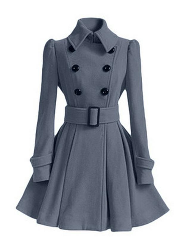 2018 Slim Fit European & American Women's Long Wool Coat with Belt
